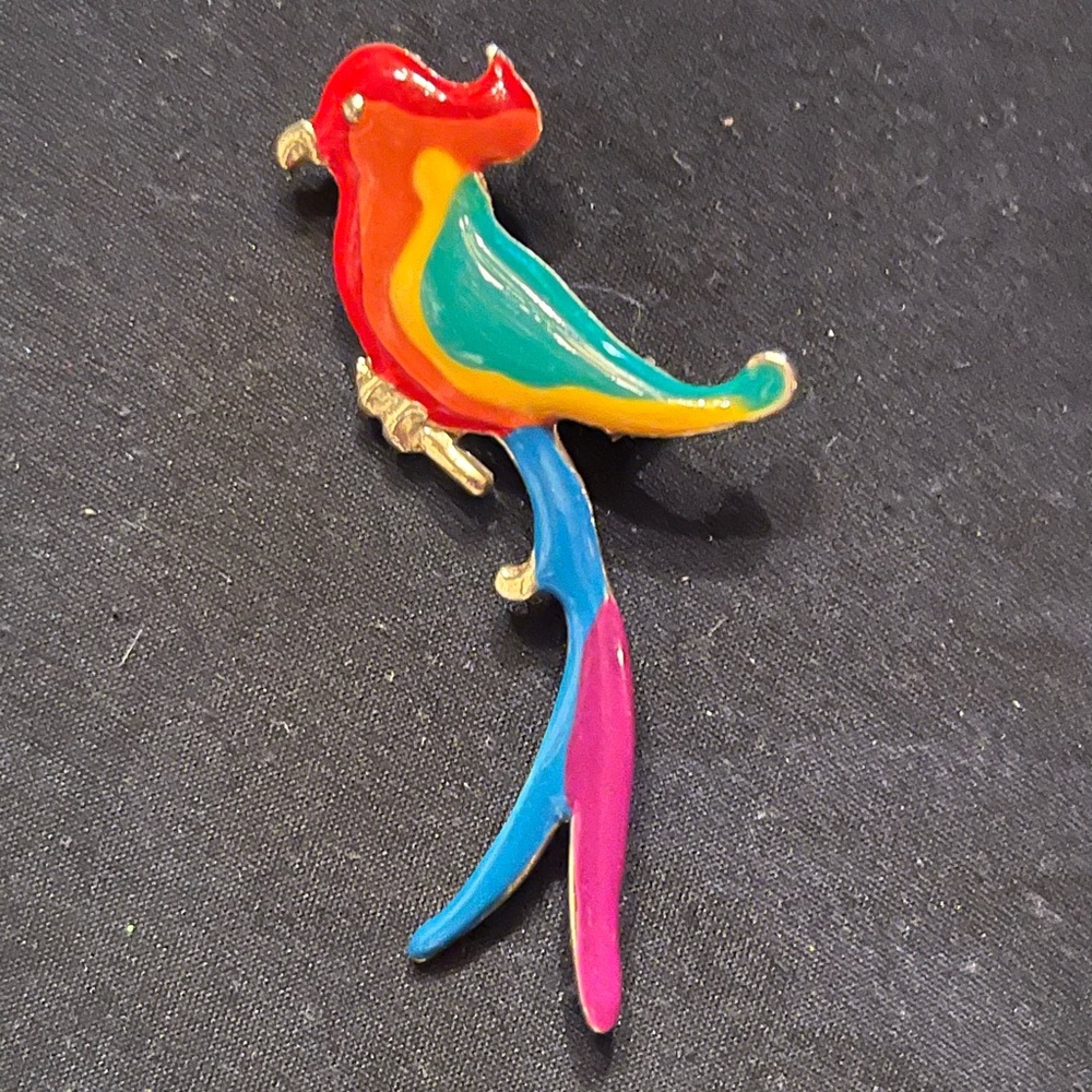 Colorful Enamel Parrot Bird Pin